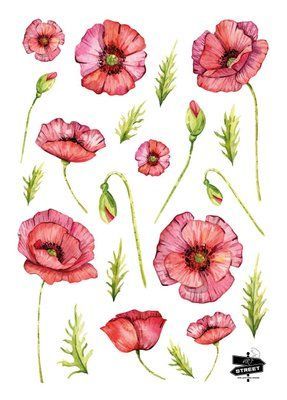 Set of stickers "Poppies"