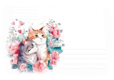 Конверт поштовий "Котики в квітах" 3-4-3 фото
