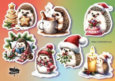 Set of stickers "New Year. Hedgehog" (1)